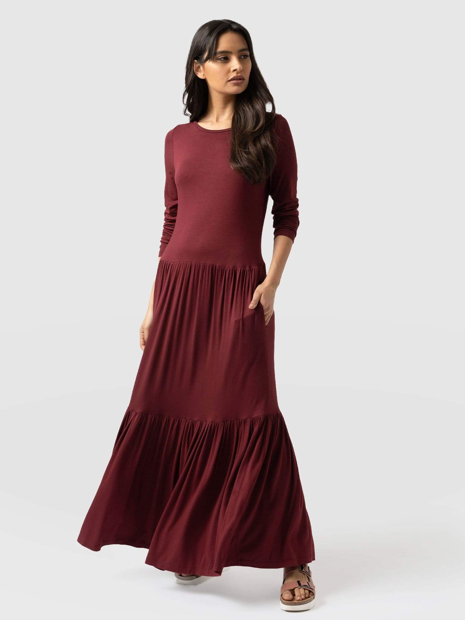 Greenwich Dress Long Sleeve - Burgundy